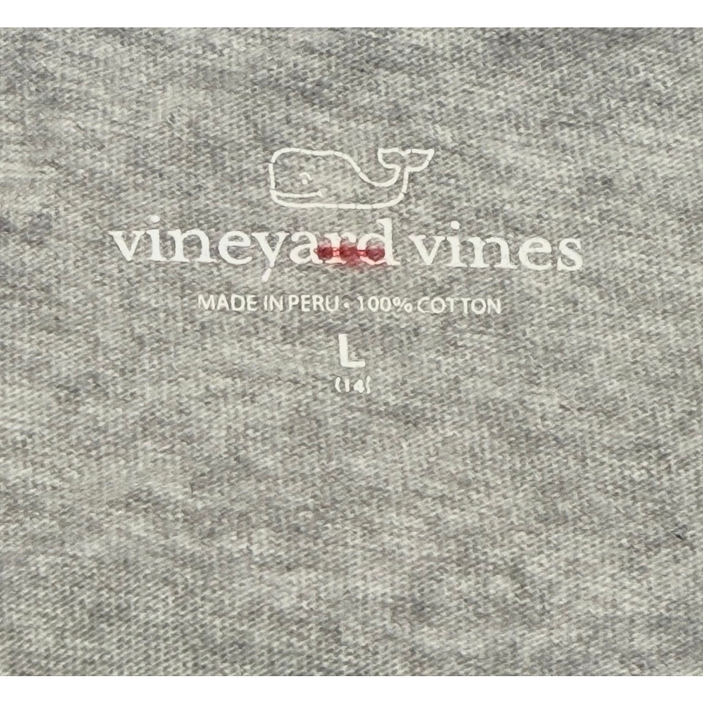 Vineyard Vines Merry Christmas Whale Long Sleeve Pocket Tee Size Youth L 14 Gray - Picture 6 of 8